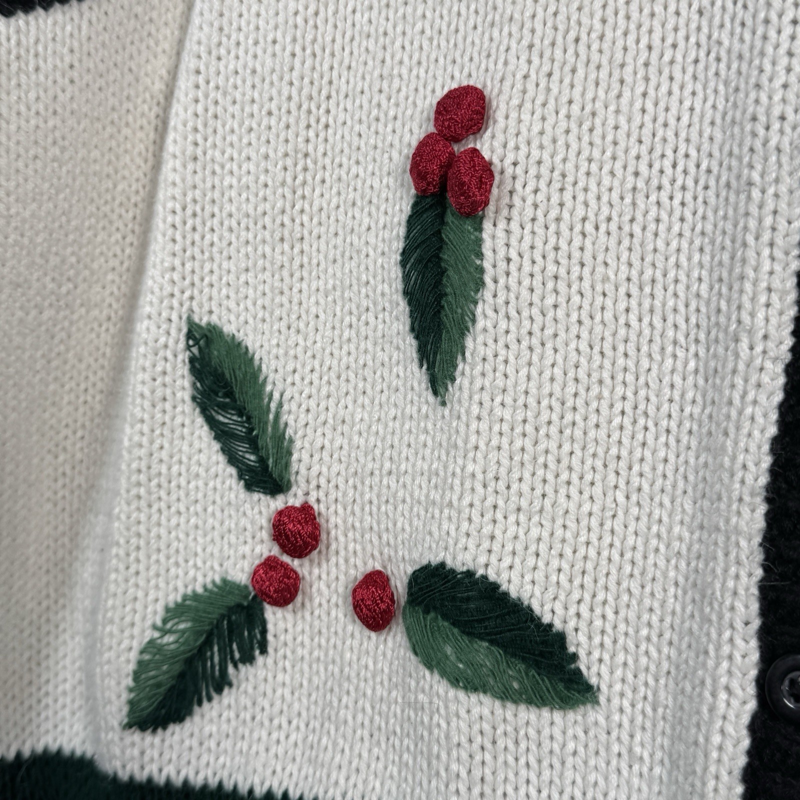 Vintage 90s Womens Russ Woman Christmas Knit Cardigan Sweater Vest Size 14/16W