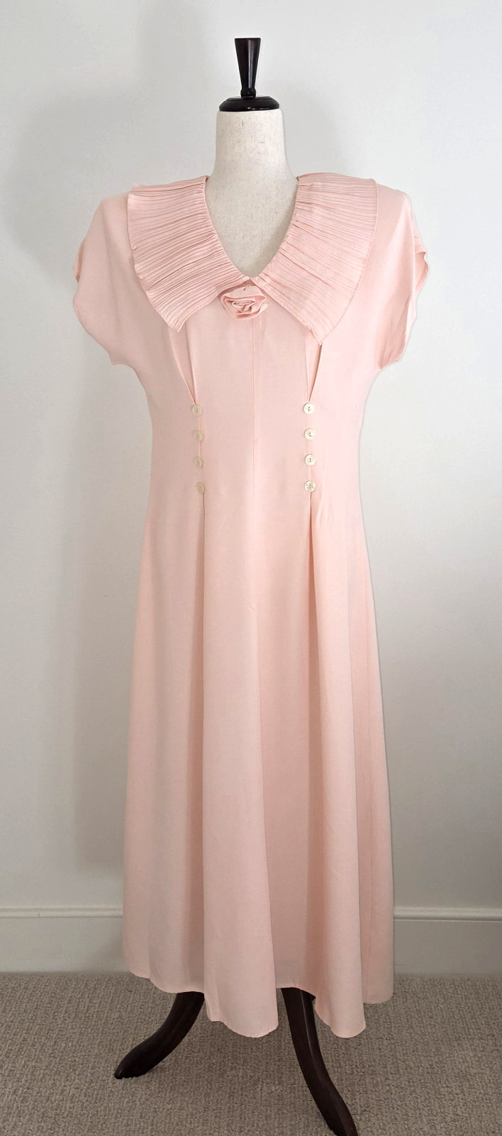 VTG 80’s Nina Piccalino Blush Pink Dress Sz 10 Cottage Ruffle Romantic Wedding