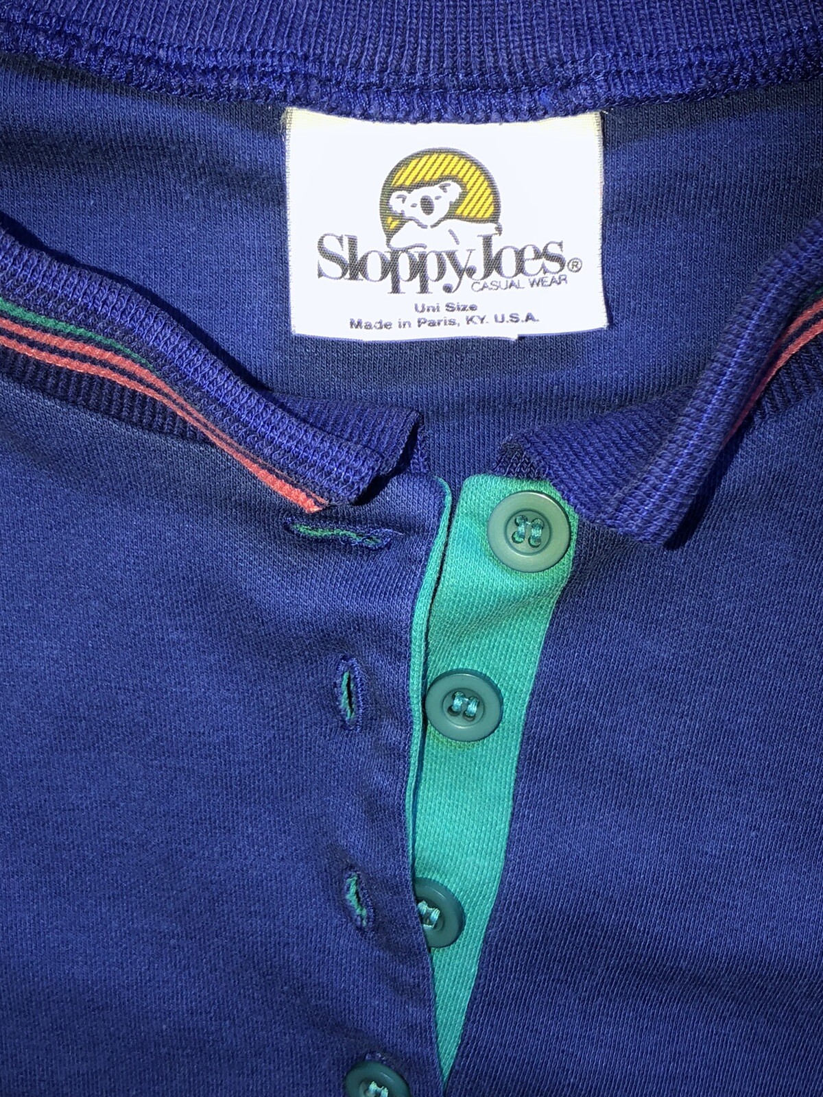 Vintage 90s Sloppy Joe’s Casual Wear 5 Button Collared Short Sleeve Shirt Blue