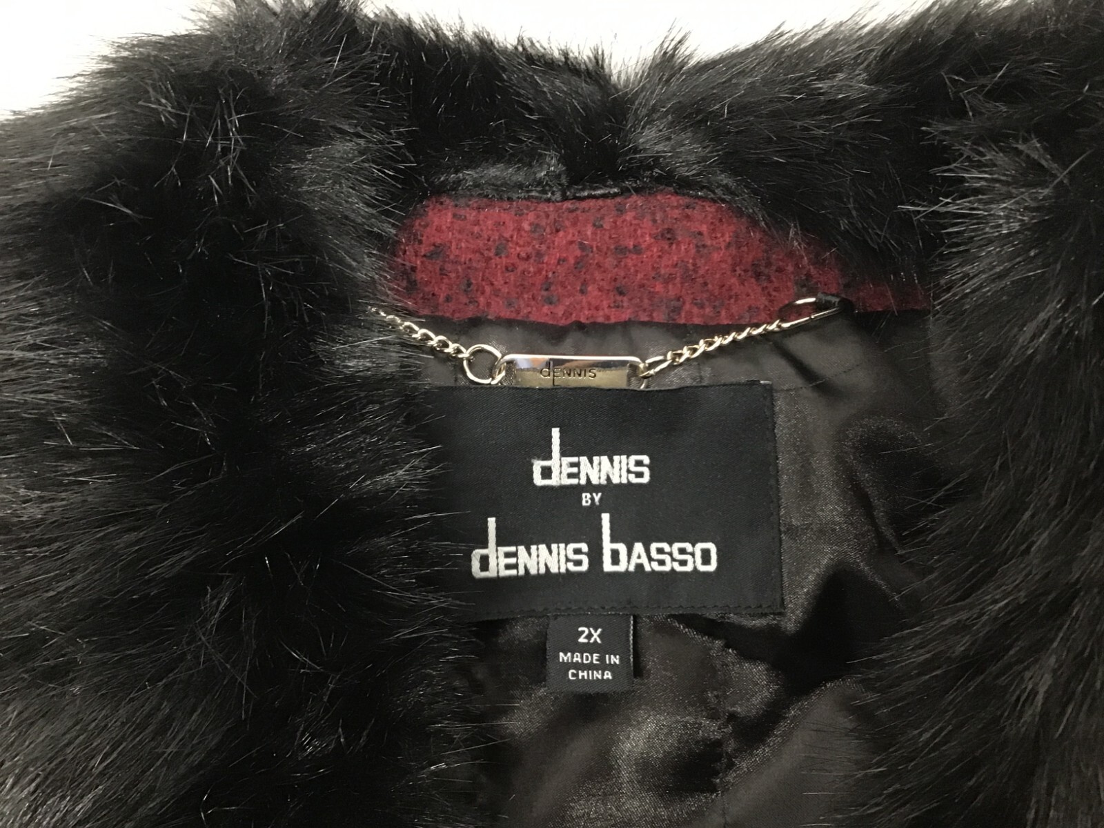 Dennis by Dennis Basso Vintage Womens 2X Faux Fur Collar Midi Length Coat