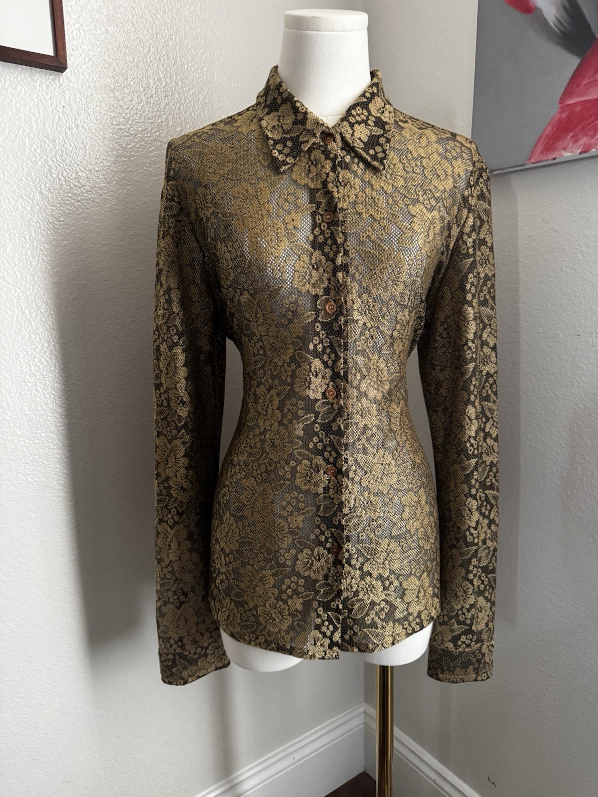 lace gold Vintage blouse