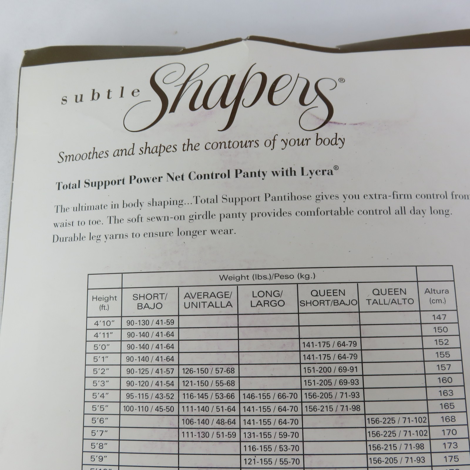 Vintage JC Penney Subtle Shapers Pantyhose Ferrar Support Q Tall Little Beige