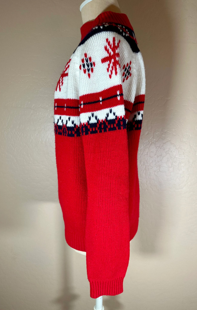 Vintage 90s Scandia Woods Cardigan Sweater Zip Front Deer Design Knit