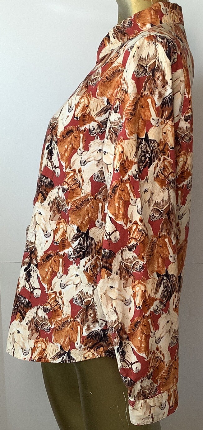 Vintage Panhandle Slim Womens Western Shirt Size Medium Horses Button Up Cotton