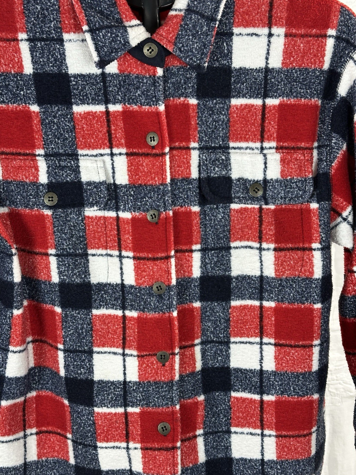 Vintage Blast Red Plaid Fleece Shacket – Americana / Cozy Cabin women’s szS