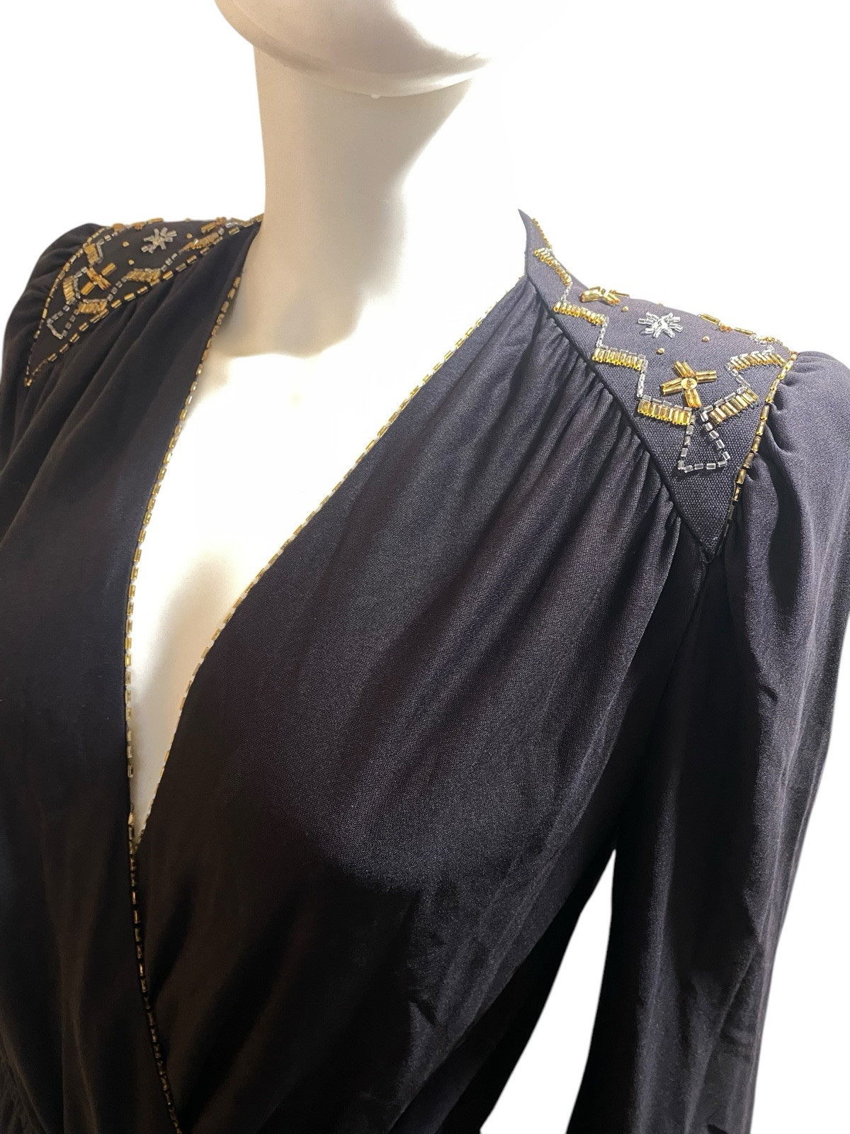 Med Lg Vtg Dress Jonathan Hitchcock Reuben Thomas Black Maxi Gothic Glam Vamp