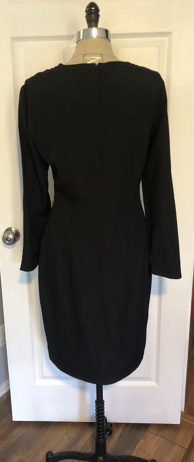 Vintage 1990s Minimalist Avant Garde Cut Outs Classic Sheath Dress Art Gallery L
