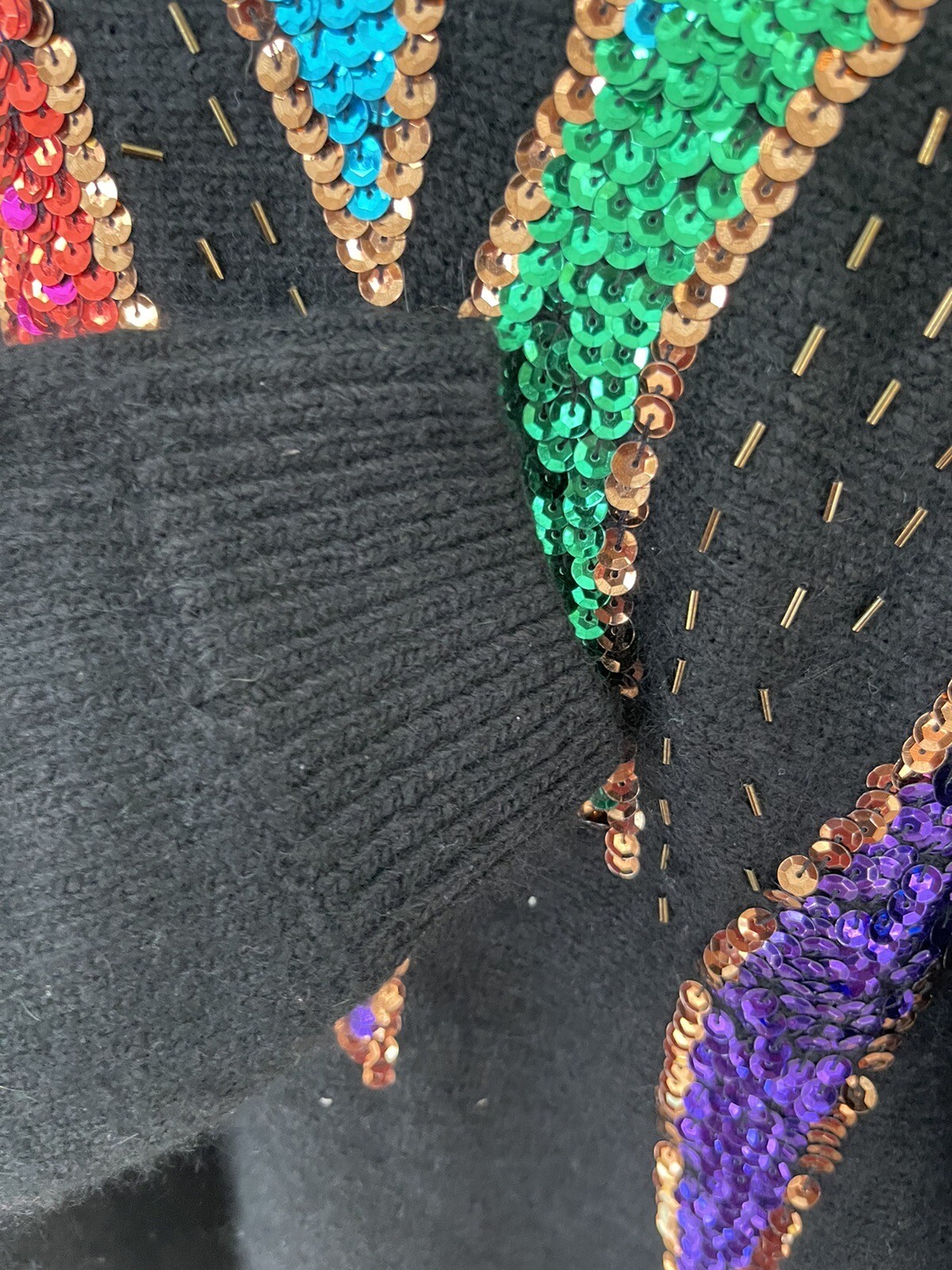 Vintage Silk Lambs wool Sequin Soft Party Sweater Dynasty 80s Size Medium