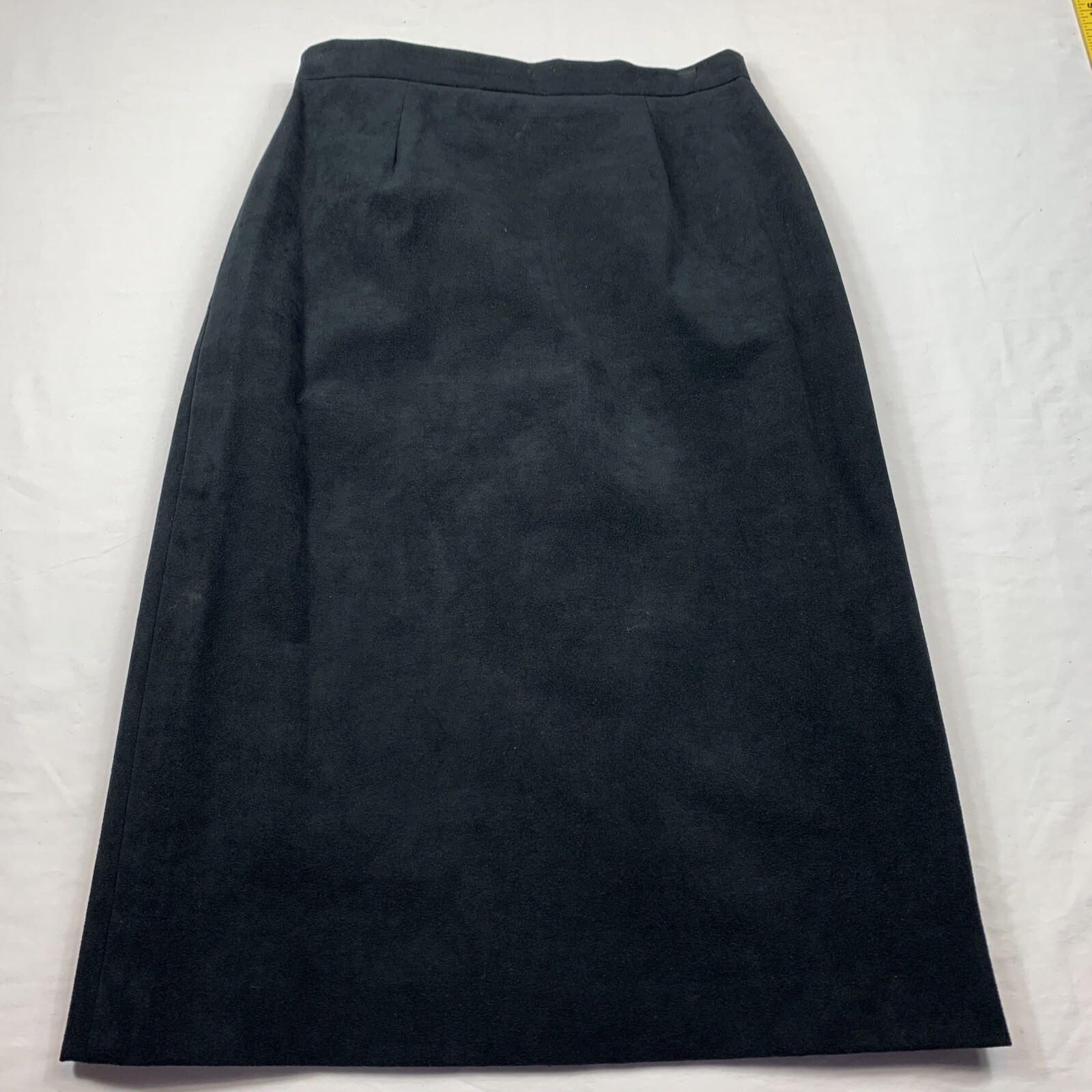 Vintage 80s 90s Adolph Schuman Lilli Ann Womens Ultra Suede Suit Size 10 Black