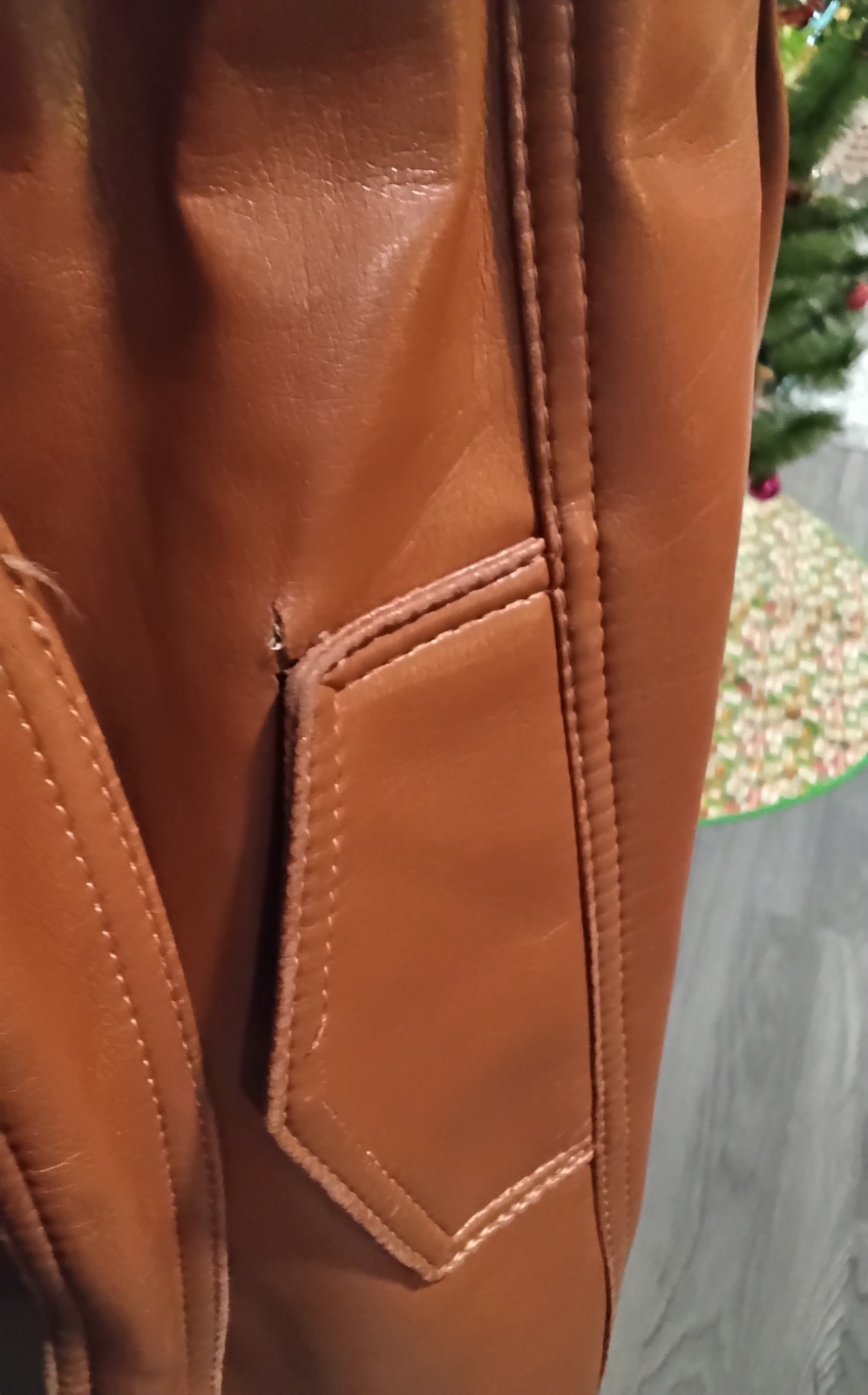 Vintage Mod Maid Pleather Boot Length Coat „Leather Look” -Size 14-
