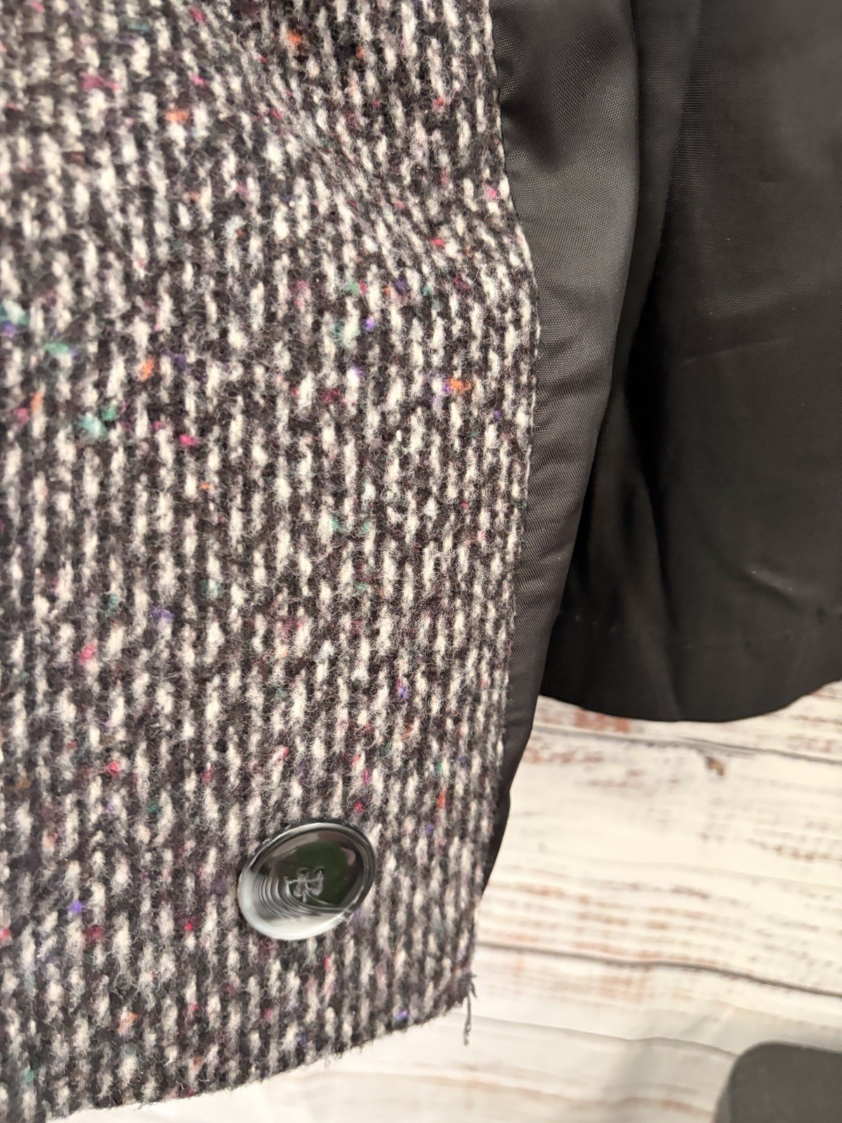 Vintage Karizma East Ltd Womens Size 12 Tweed Wool Blend Coat Double Breasted