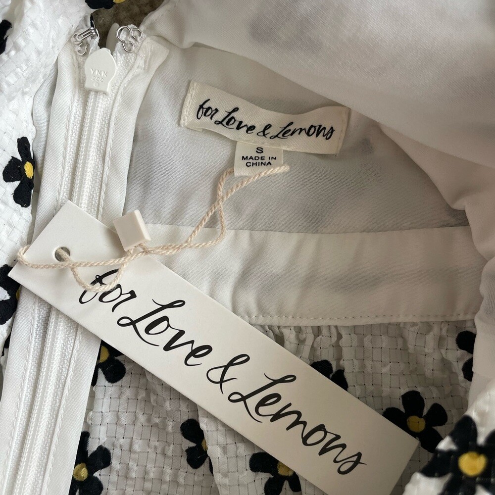 For Love & Lemons Connie Mini Dress in Ivory Size S