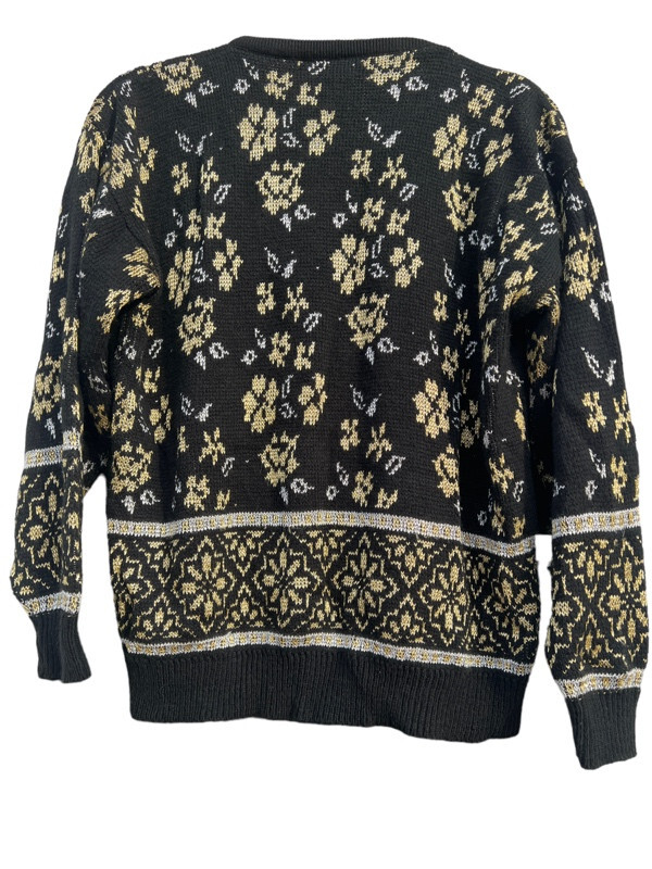 Vintage 80’s Kate Collins Metallic Silver Gold Knit Sweater Womens Size S/M ?