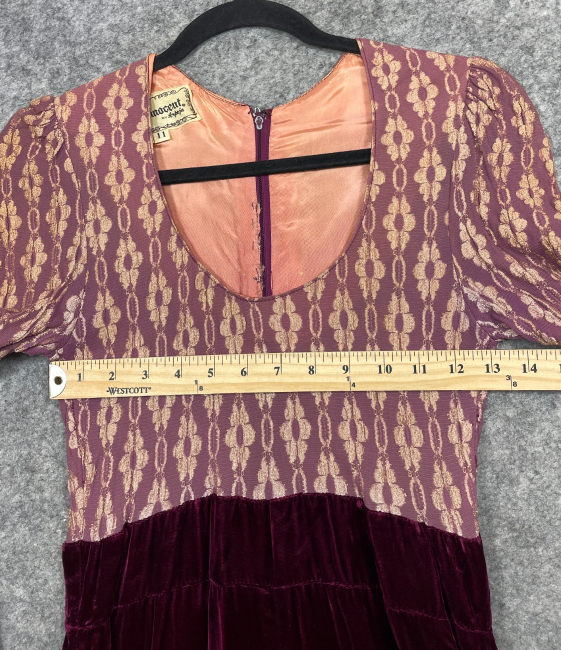 Vintage 1970s Young Innocent By Arpeja Maxi Dress Womens 11 XS Red Velvet Gunne