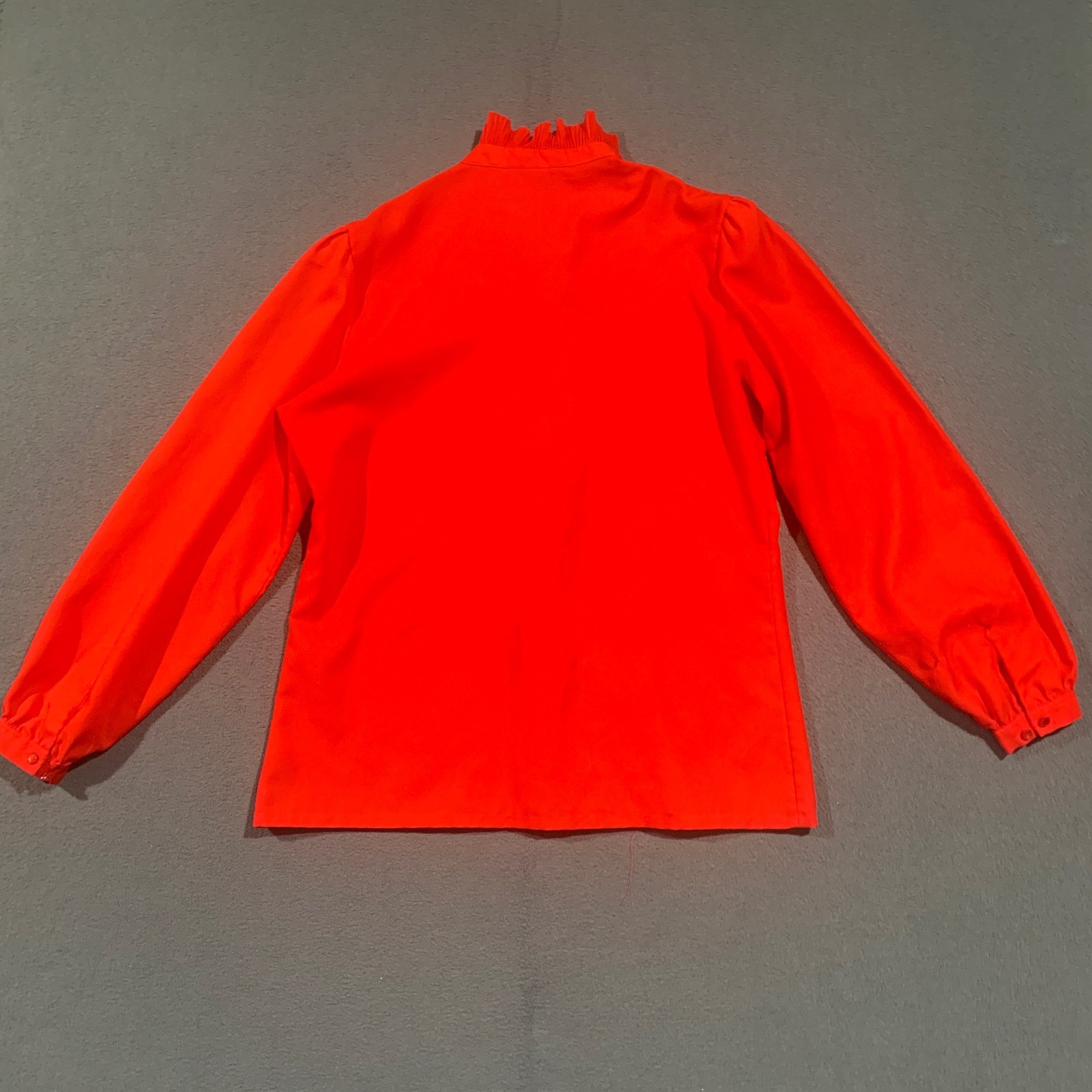 Gailord Vintage Red Ruffle High Neck Blouse Victorian Style Long Sleeve Size 14
