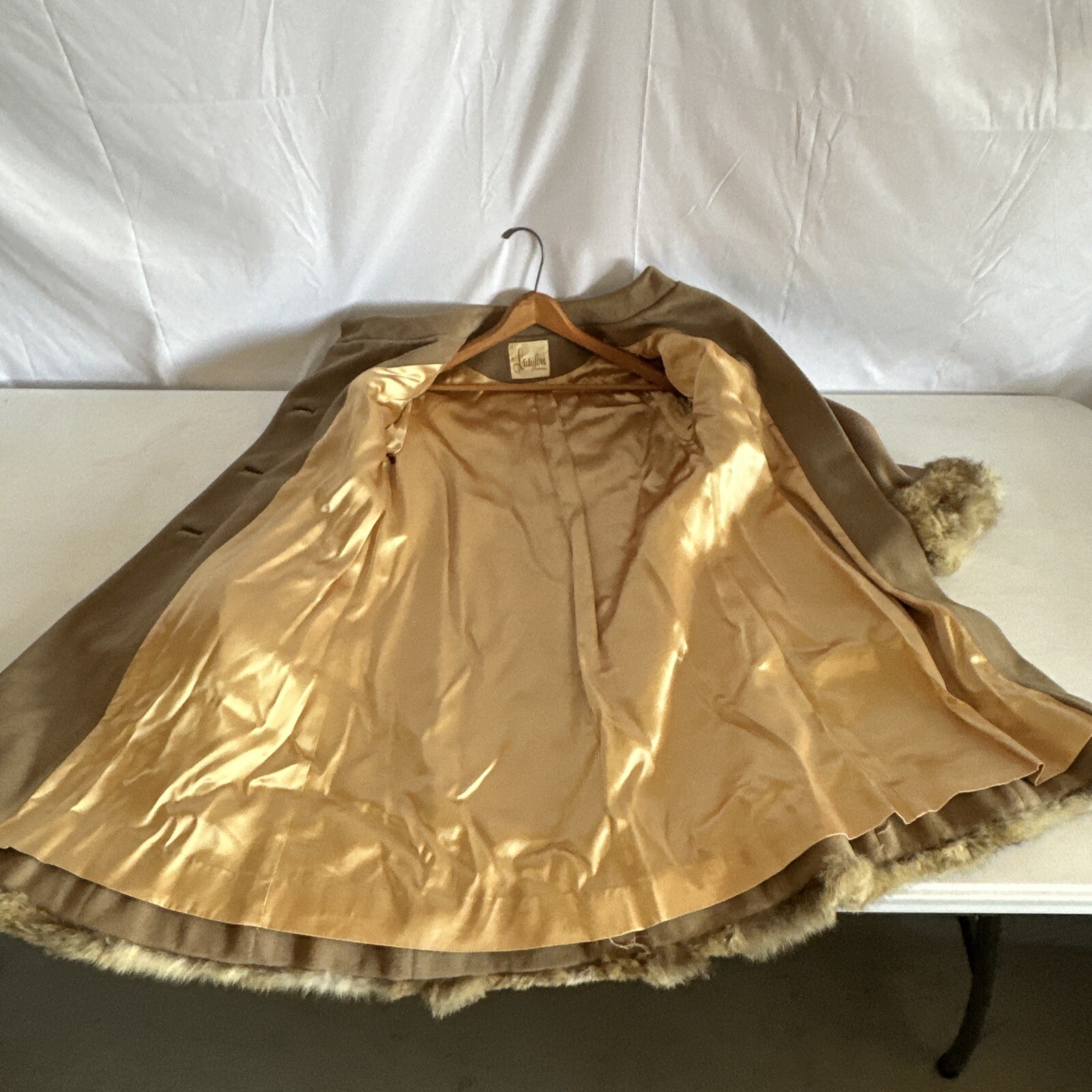 Vintage Lawson Original Camel Hair Fur Lined Coat Small SEE DESCRPT Free Ship