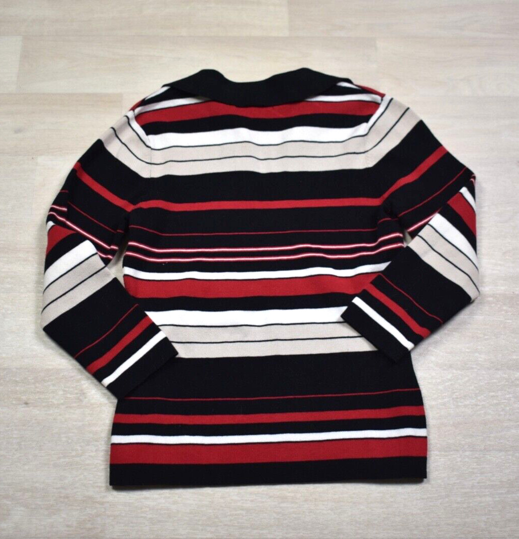 Y2K Charter Club Petite Sweater Stripe Collar V Neck VTG 2000s Petite Large