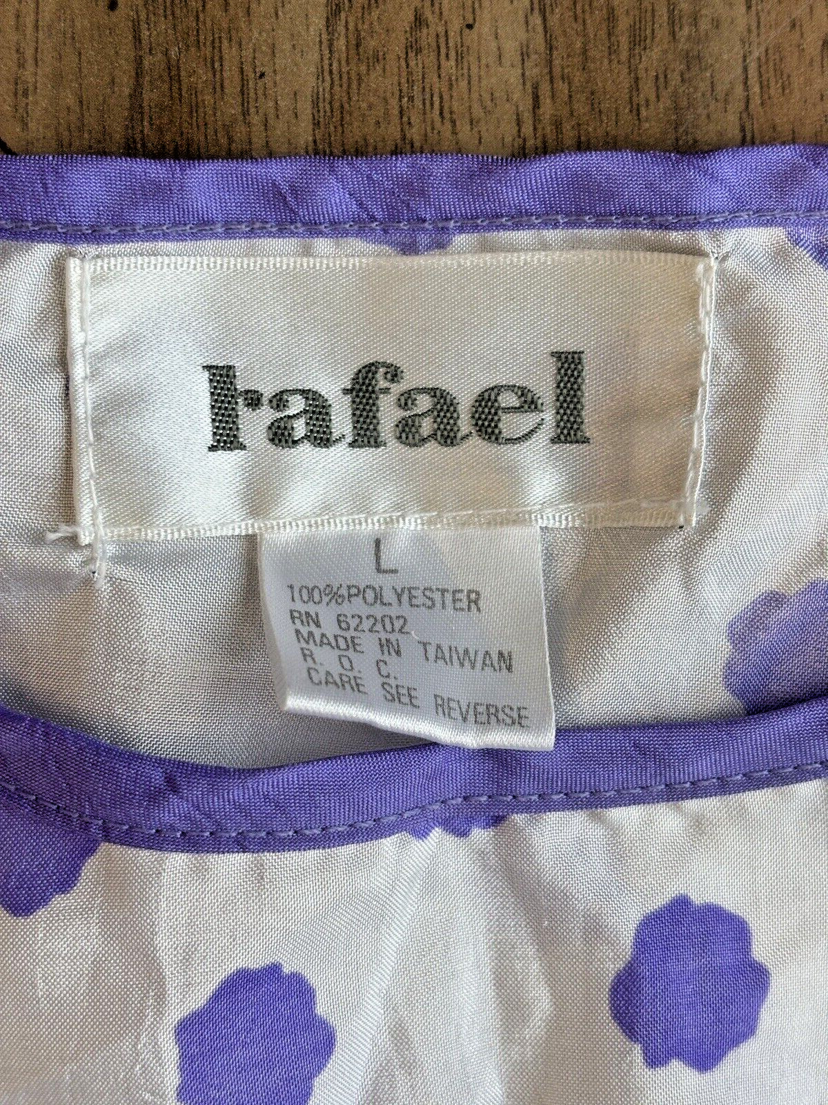 VTG 80s RAFAEL Lightweight Poly 3/4 Sleeve Shoulder Pad Top Blouse Colorful L