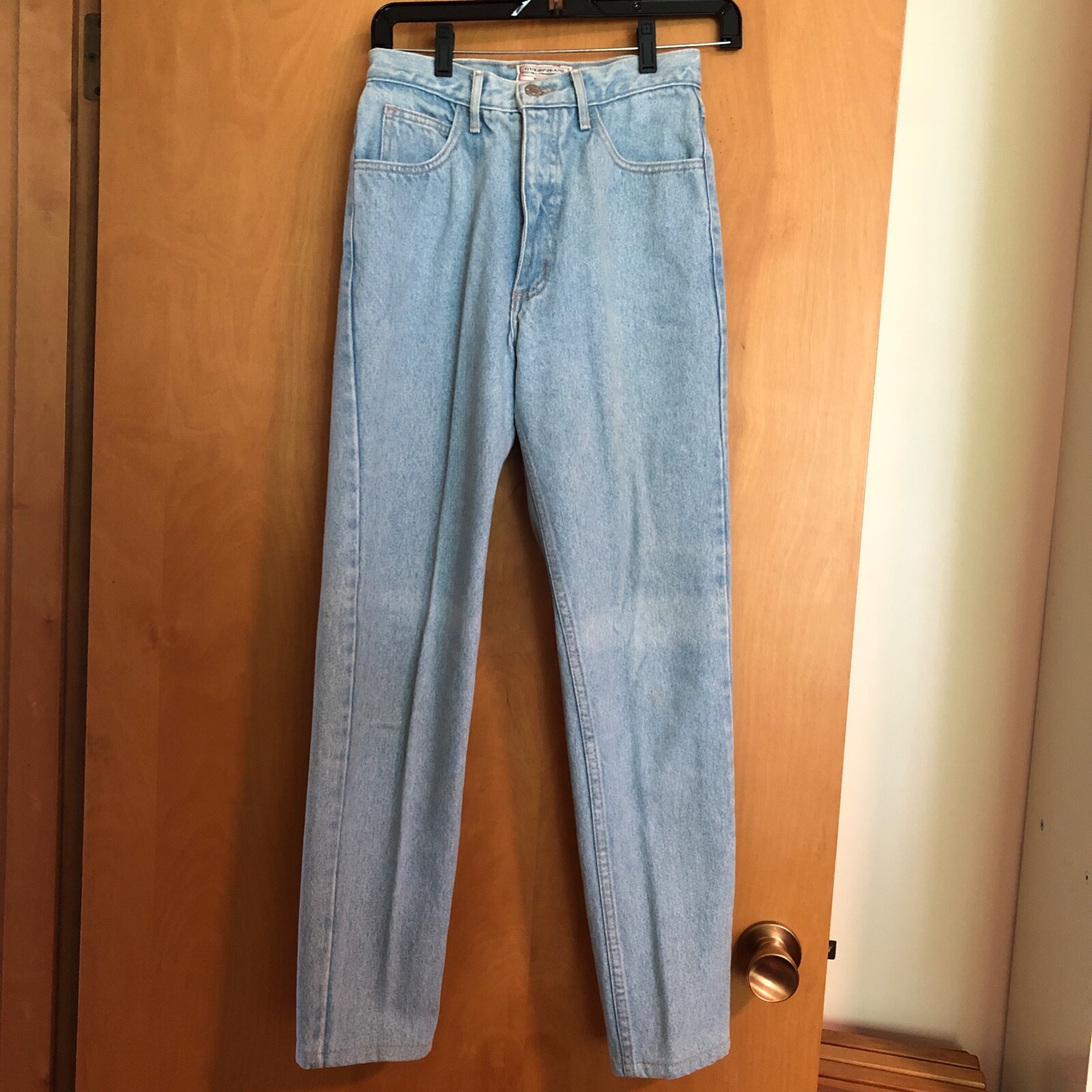 GUESS Mom Jeans 28 (27 x29.5) Red Triangle USA Lite Denim Vtg G. Marciano Nu$!