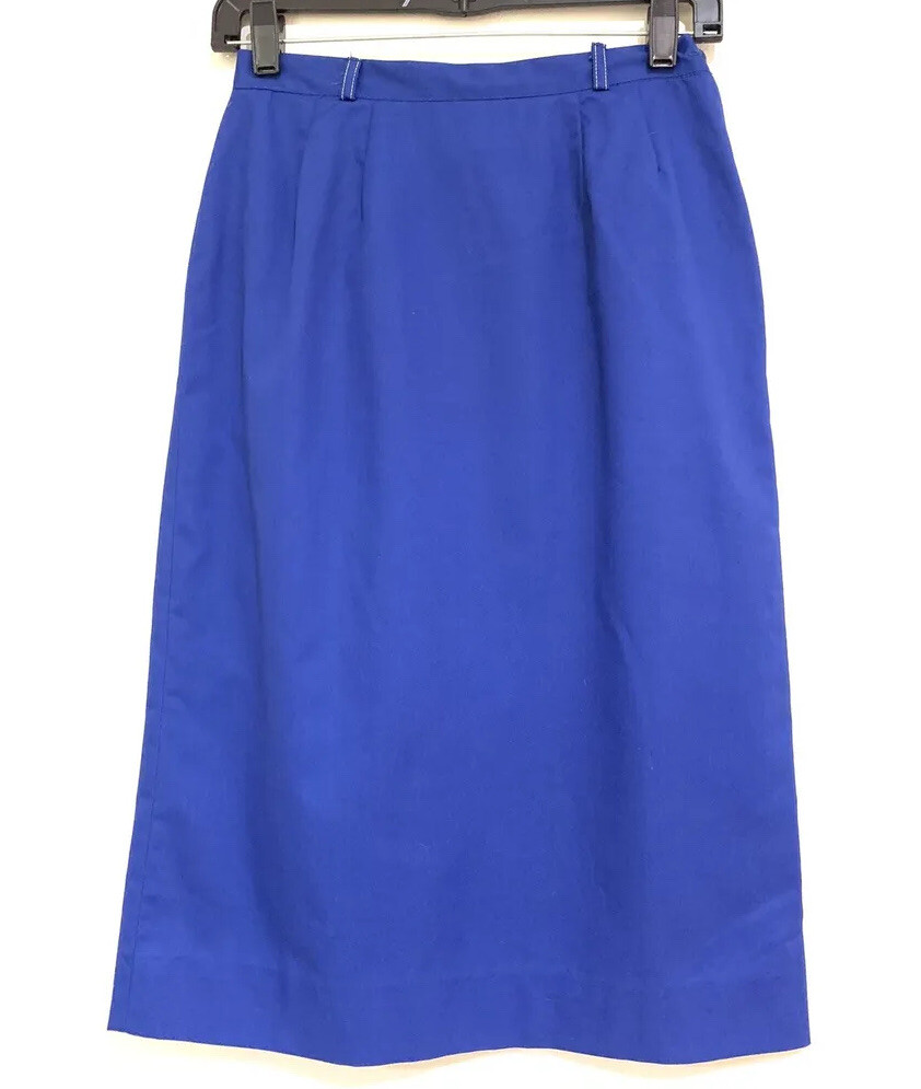 VTG 40s 50s Skirt Dianne Dunbar Blue Pencil Side Talon Zip Bombshell S 26” W