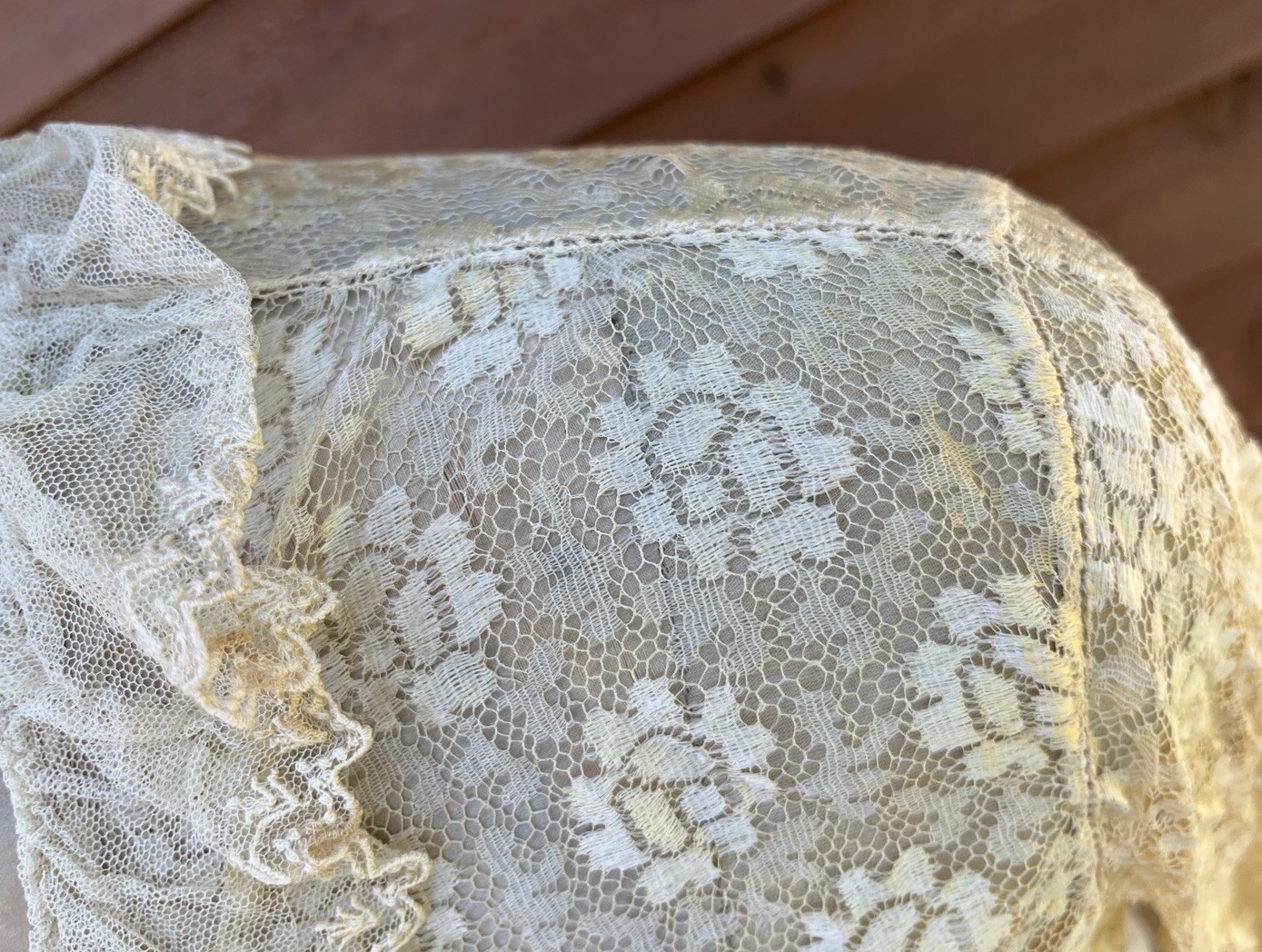 Ladies Edwardian, Floral Lace Blouse, Long Sleeves, Cloth Covered Buttons