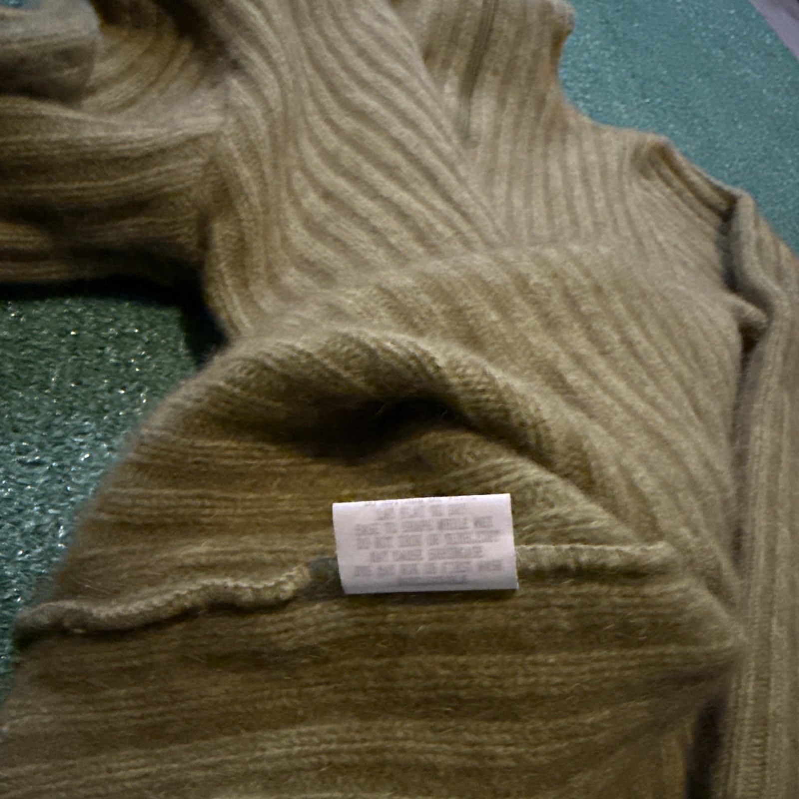 Vintage KORU New Zealand Sweater Possum Fur Merino Wool Silk Women L Olive Zip