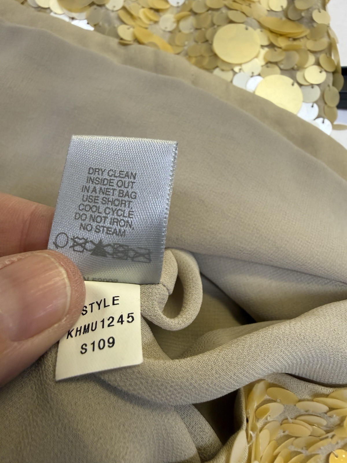 Rare Y2K Vintage City DKNY Gold/Ivory Camisole Paillette Top Women’s Sz 12