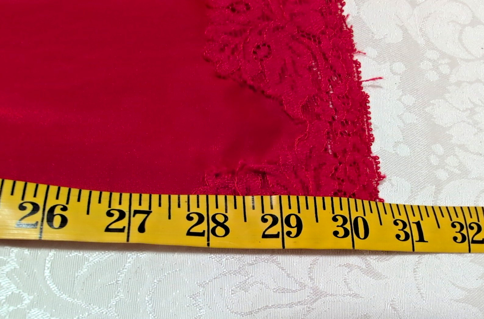 Vintage Shadowline RED 100% Nylon Lace Full Slip Size 34 Short