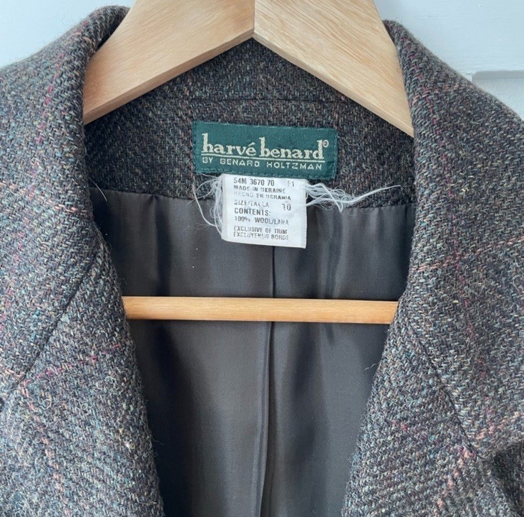 Vintage 1980s Harve Benard Brown Wool Blazer Jacket Size 10