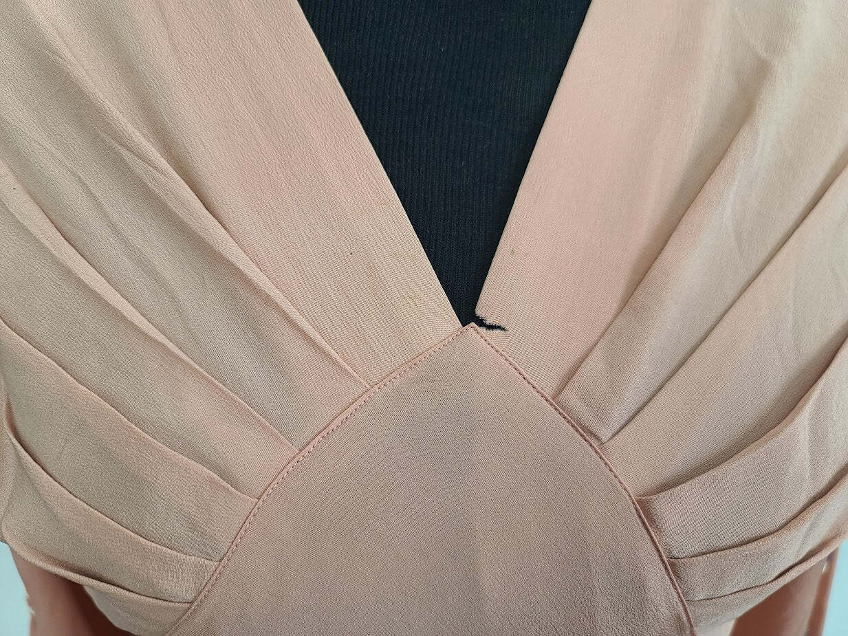 Vintage 1940s Pink Dress Beading on Sleeves Interesting Construction Adjustable