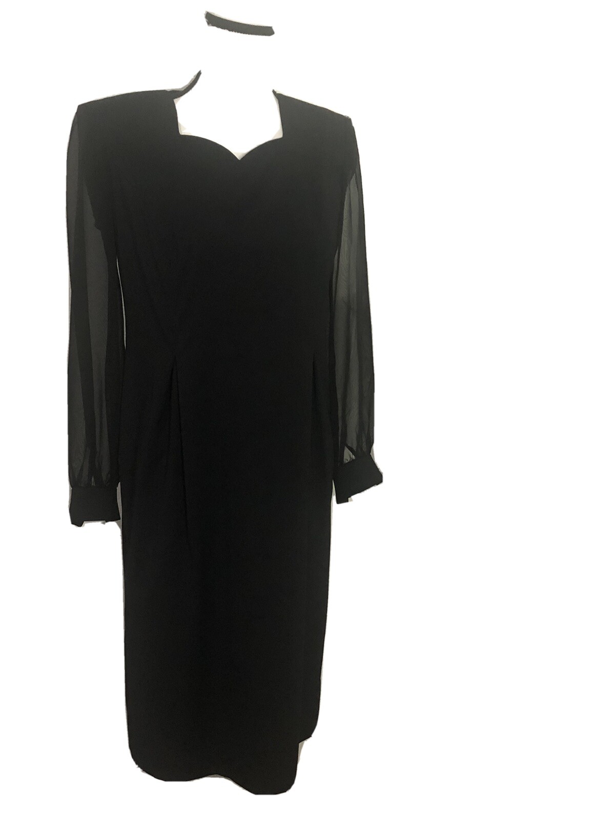 Vintage Leslie Fay Petite Secretary Casual Dress Sz 6P Shoulder Pads Full Sleeve