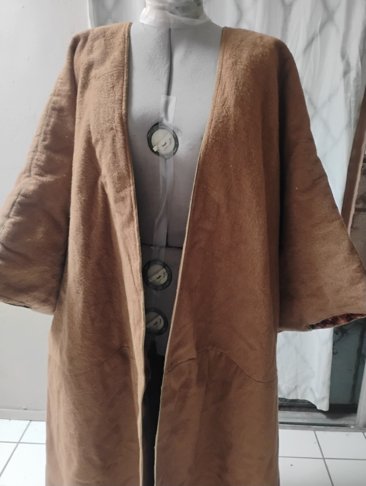 50’s Antique Vtg Heavy WOOL Camel Cape Quality Southwest Poncho blanket 100 X57