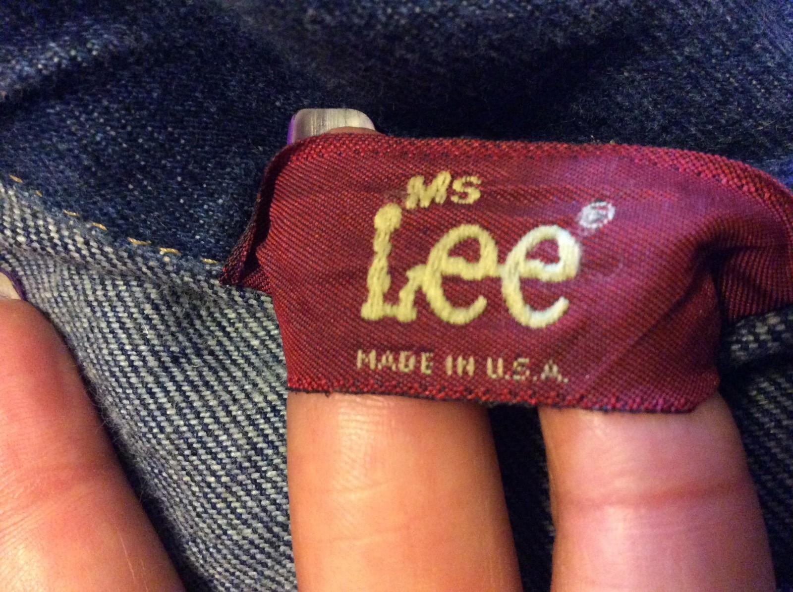 Women’s Ms Lee Vintage Riders Blue Jean Jacket Denim 7/8 13/14 USA Trucer Coat