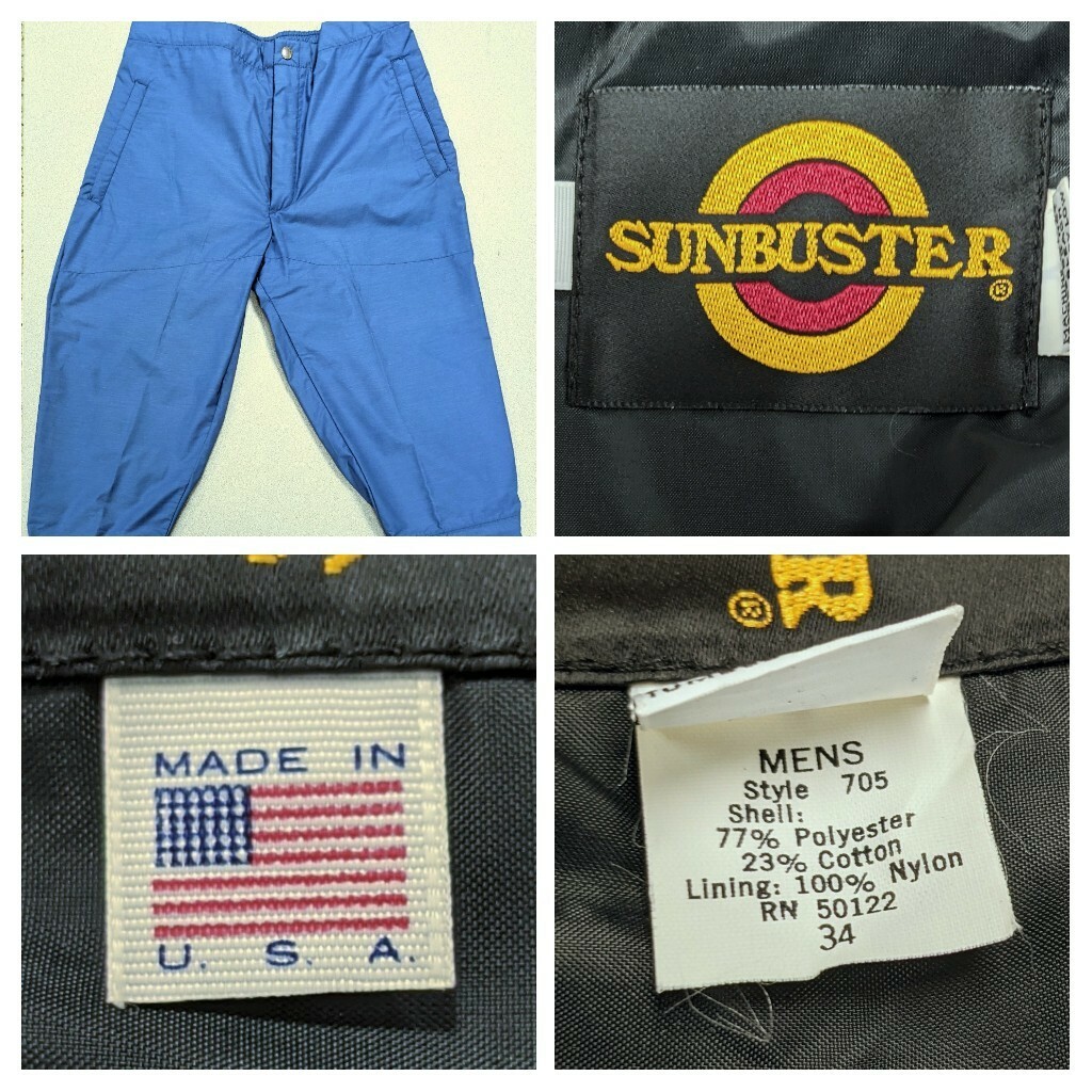 Vintage Sunbuster Cropped Joggers Blue Medium 30 Made In USA Polycotton