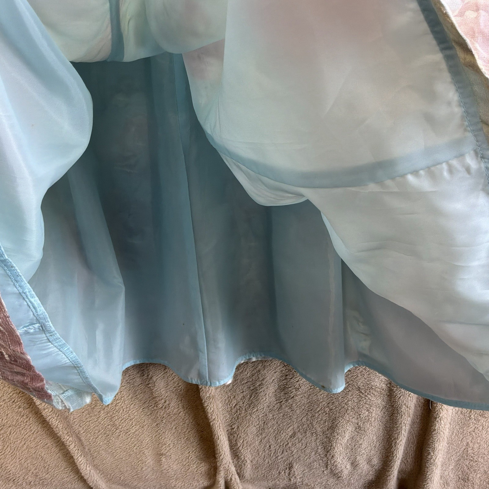 VTG 80s Floral Taffeta Dress 6 Cottage Puff Sleeve Bow Tea Party Cocktail Lanz