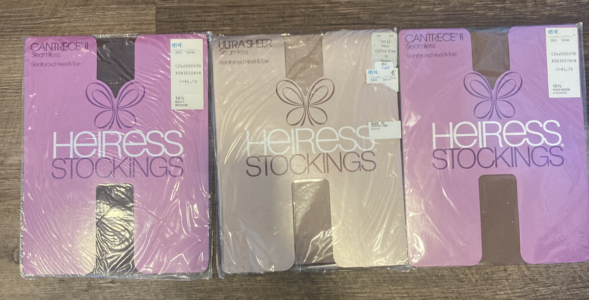 Vtg Heiress Seamless Stockings Sz 10-10.5 3 Pair Unopened (NOS) Made In USA