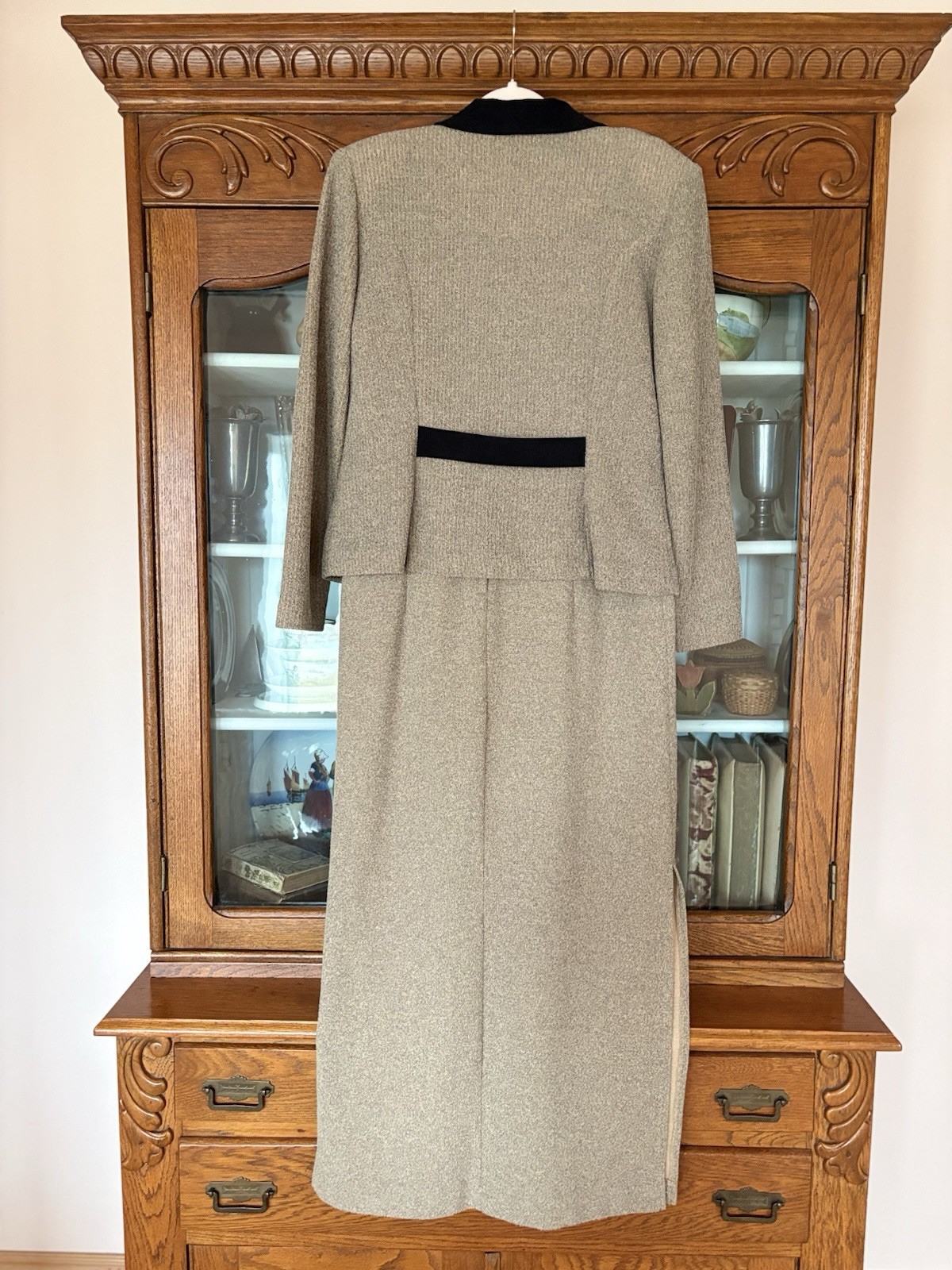 VTG LESLIE BELLE SIZE 10 Women Beige Long Dress With Matching Jacket