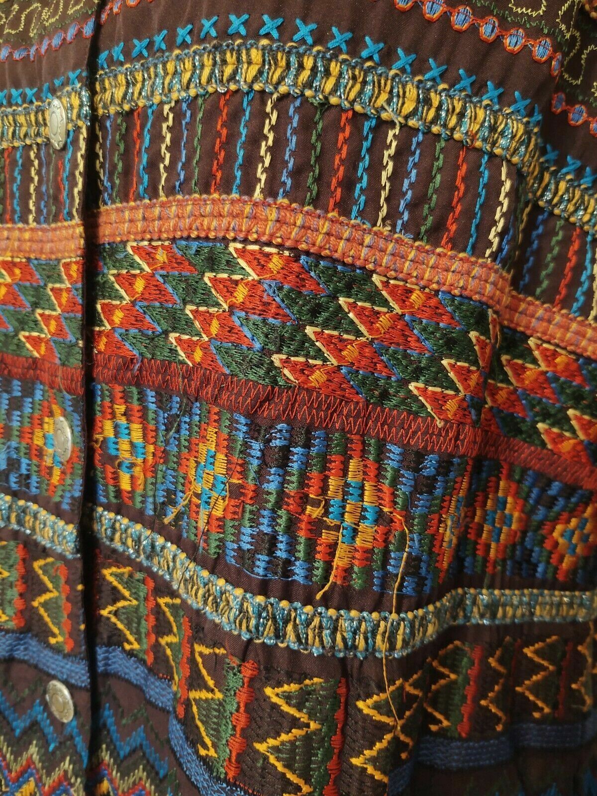 90’s Chico’s Bohemian Bright Embroidery Ethnic Retro Shirt Jacket Boho Hippie