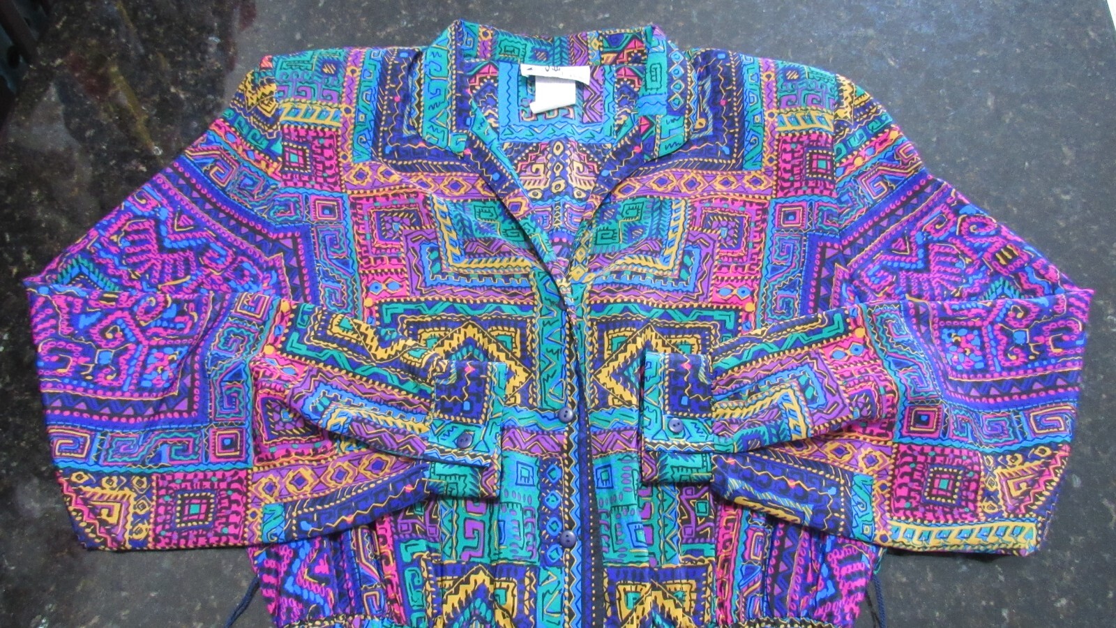 Vintage 80s Colorful Willi of California Size 12 Long sleeve Dress (no belt)
