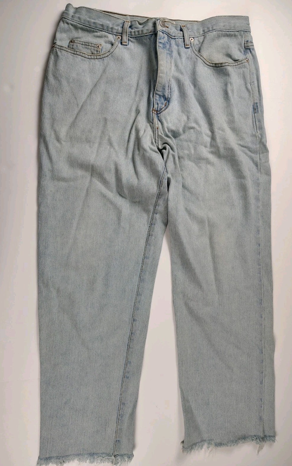 Vintage Guess 10001-30 USA Made Denim Jeans Tag 35″×27″ Light Wash Frayed Custom