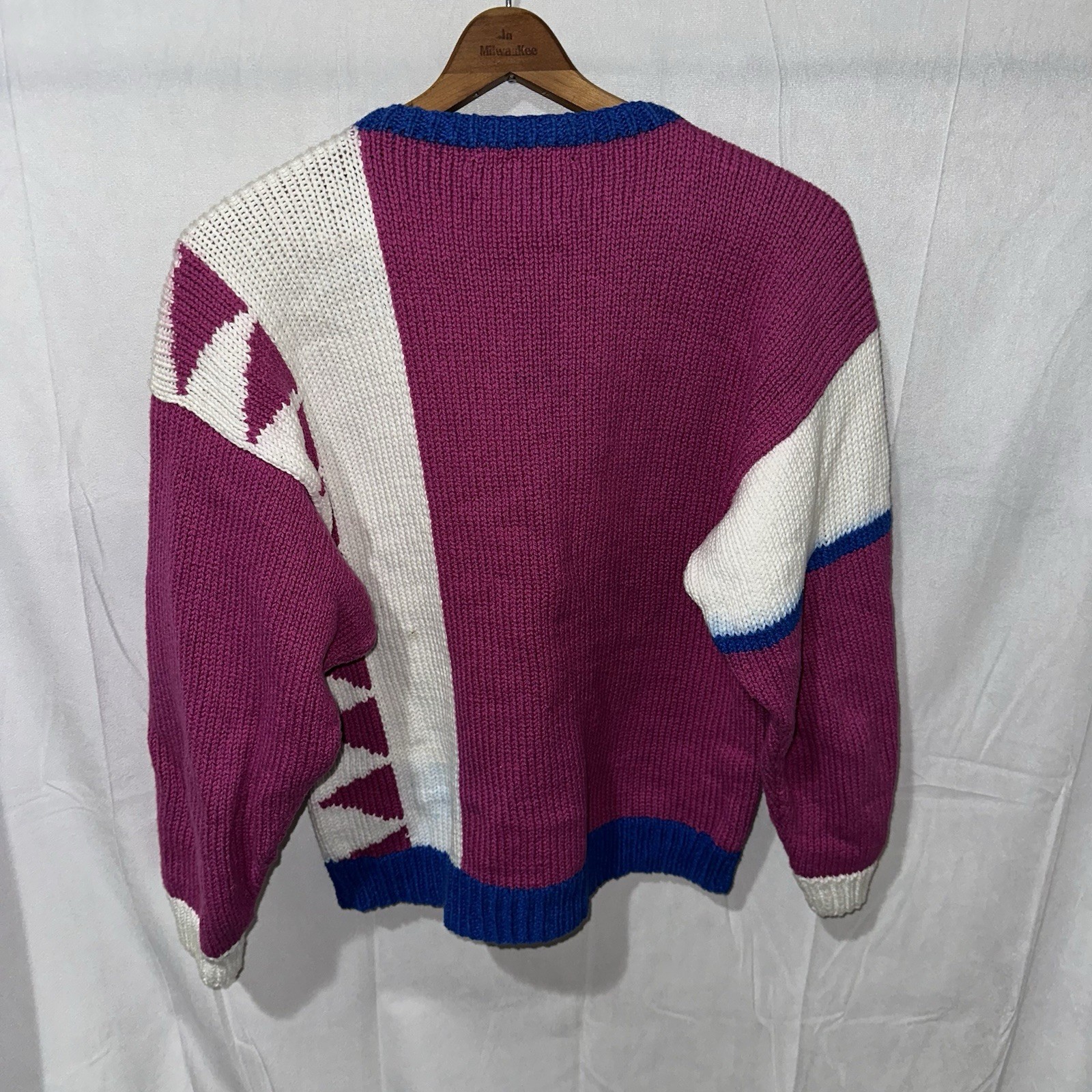 Vintage 1980s Raquels Collection 3D Tennis Knit Sweater Size Small Colorblock