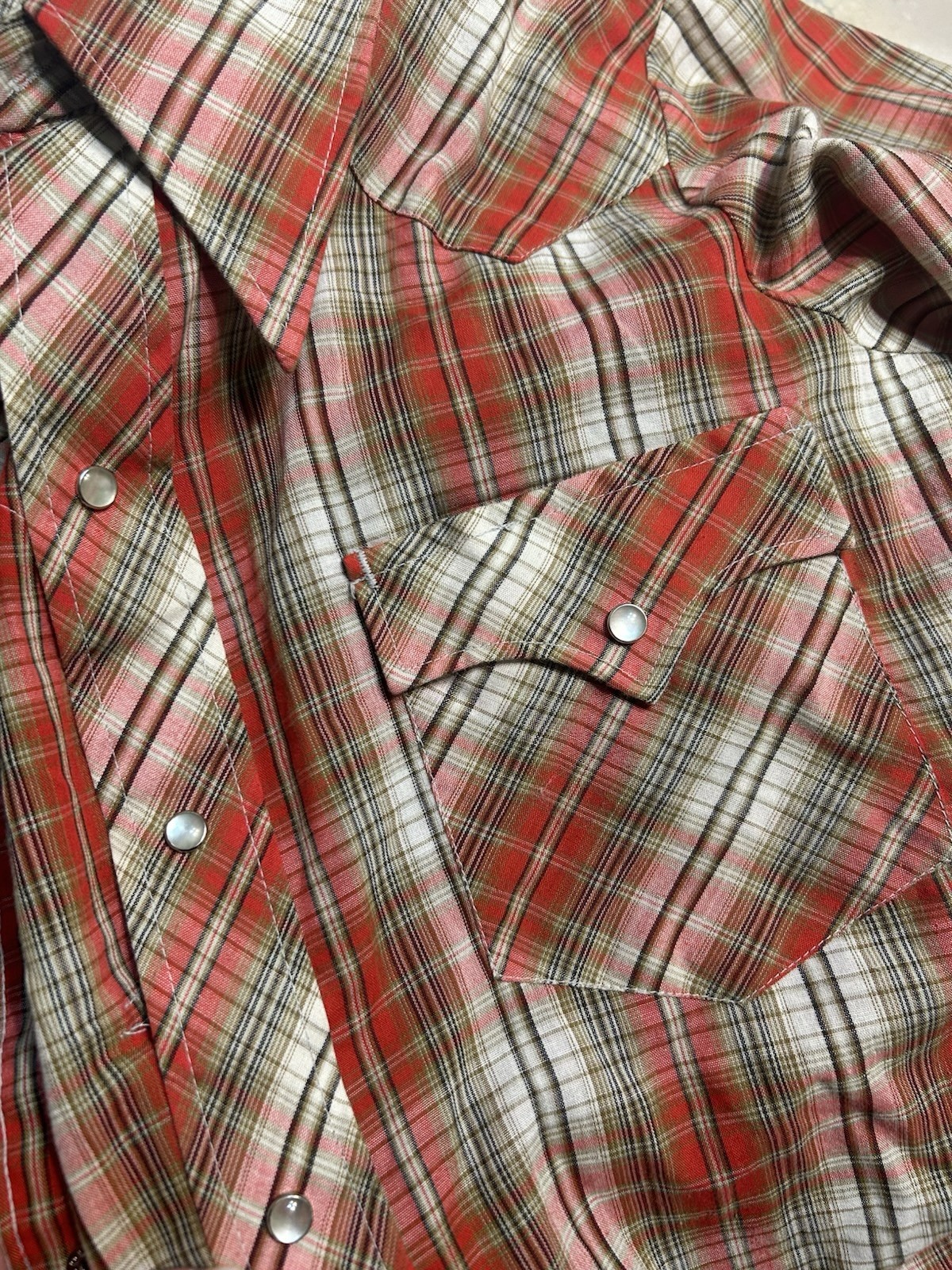 Vtg Retro Plaid Pearl Snap Country American Western Cowgirl Rockabilly Rodeo SM