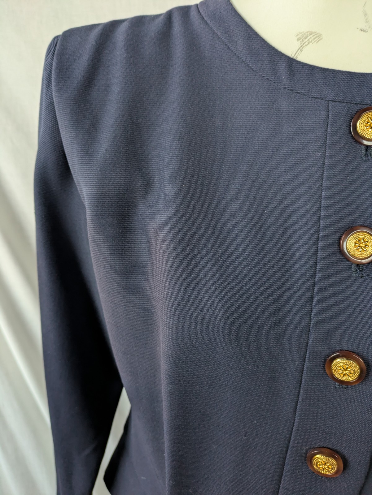 Vintage 1980s Yves Saint Laurent Rive Gauche Tunic Dress Navy Blue S/M VGUC