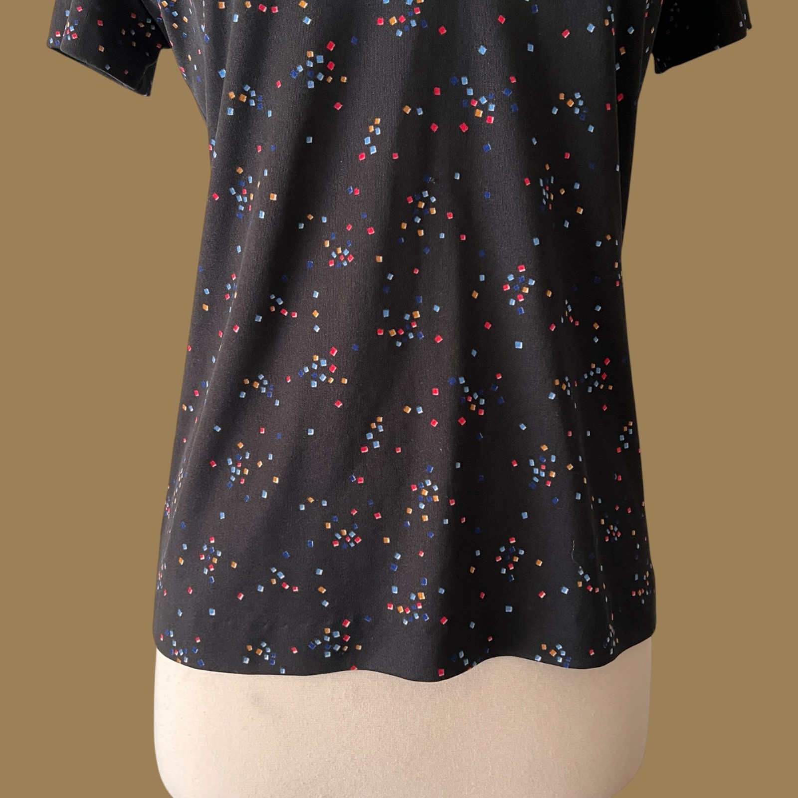Vintage 70s Confetti Print 2 Piece Skirt & Blouse Set