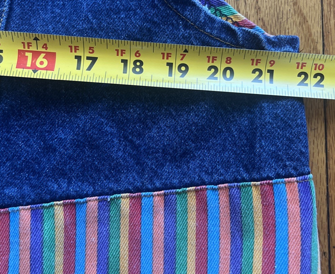 Vintage 1970s Rainbow Womens Denim Vest Made In USA Hippy Groovy Size 18 XL