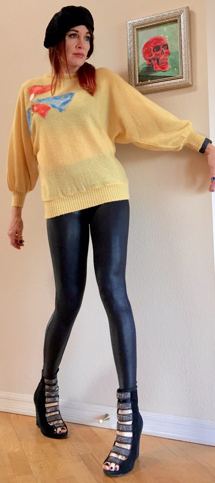 Vtg 80s Oversized Draped Dolman Batwing Sleeve Artsy Avant-garde Knit Sweater M