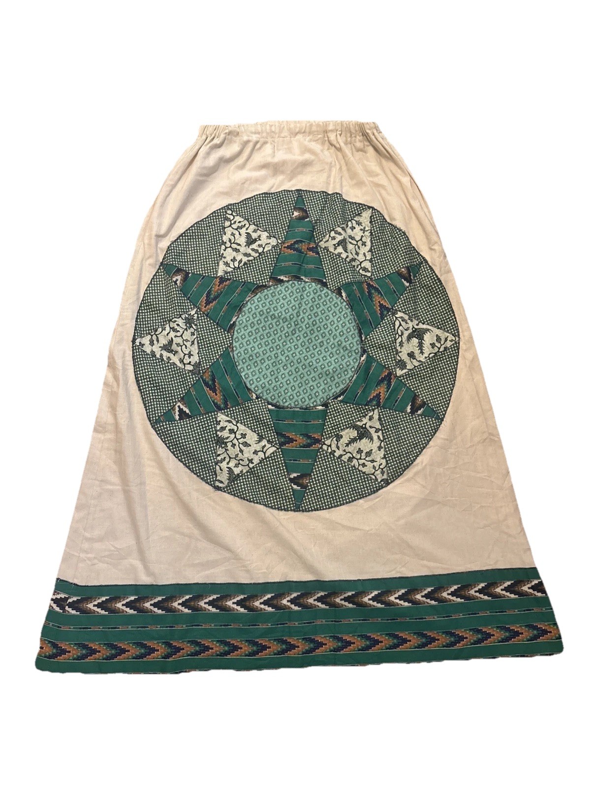 Vintage Glen Of Michigan Lone Star Patchwork Maxi Skirt Waist 14/17 100% Cotton