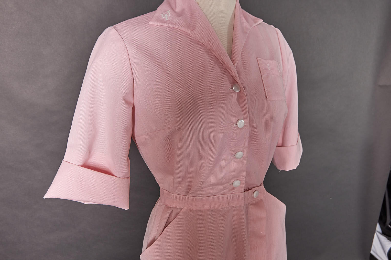 1970s Pink Candy Stripper Nurses Dress Uniform