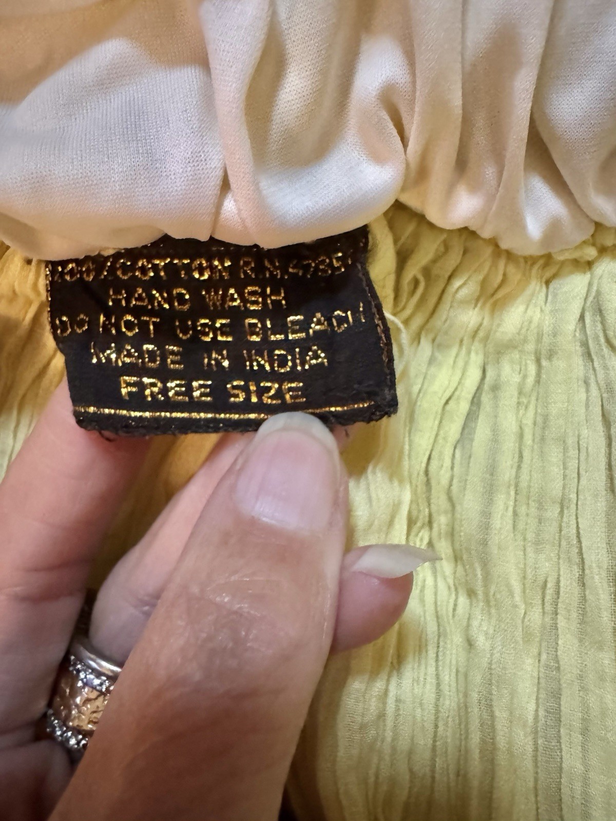 Vtg India Yellow Cotton Crochet Mesh Gauze Tent Maxi Dress Full Sweep Open Size