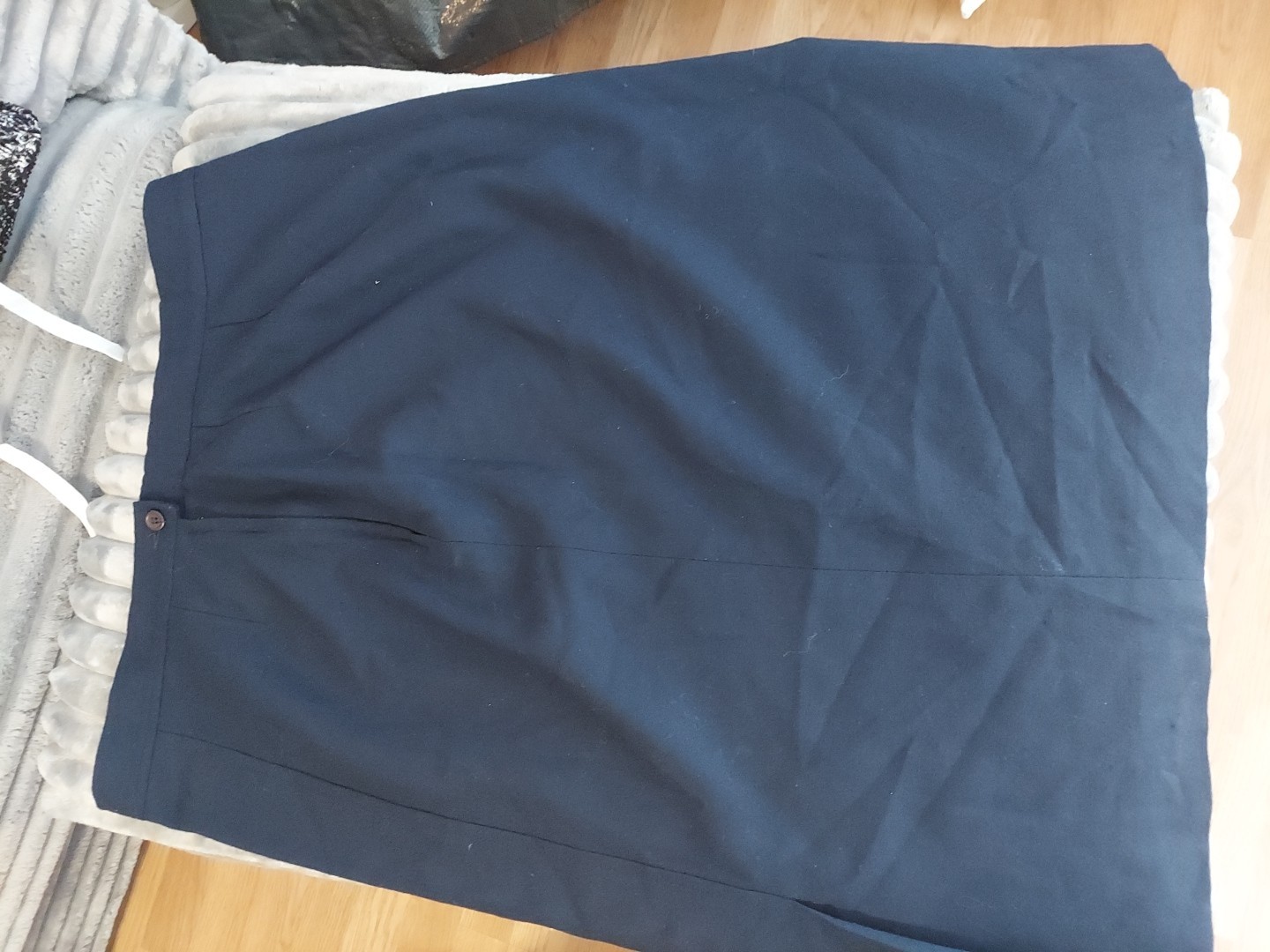 VTG Pendleton Navy Blue/No Pockets Midi Skirt Sz20W 100% Virgin Wool USA